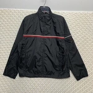 Vintage 90s Nike Jacket Womens Sz Large 12-14 Black Red Full‎ Zip Windbreaker
